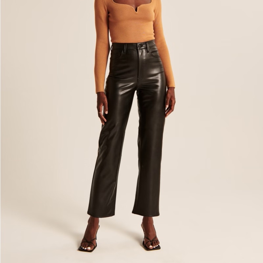 Abercrombie vegan leather ankle straight pants